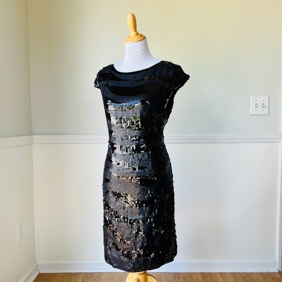 Magaschoni 100% Silk Sequin Black Mini Dress - Picture 5 of 9